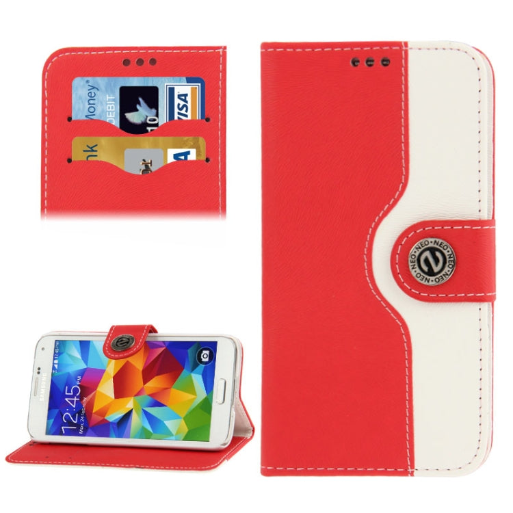 2-color Discoloring Texture Leather Case with Card Slots & Holder for Galaxy S5 / G900