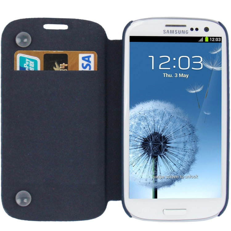 Embossing Pattern Flip Leather Case with Credit Card Slot / Holder / Suction Cup for Galaxy S III / i9300
