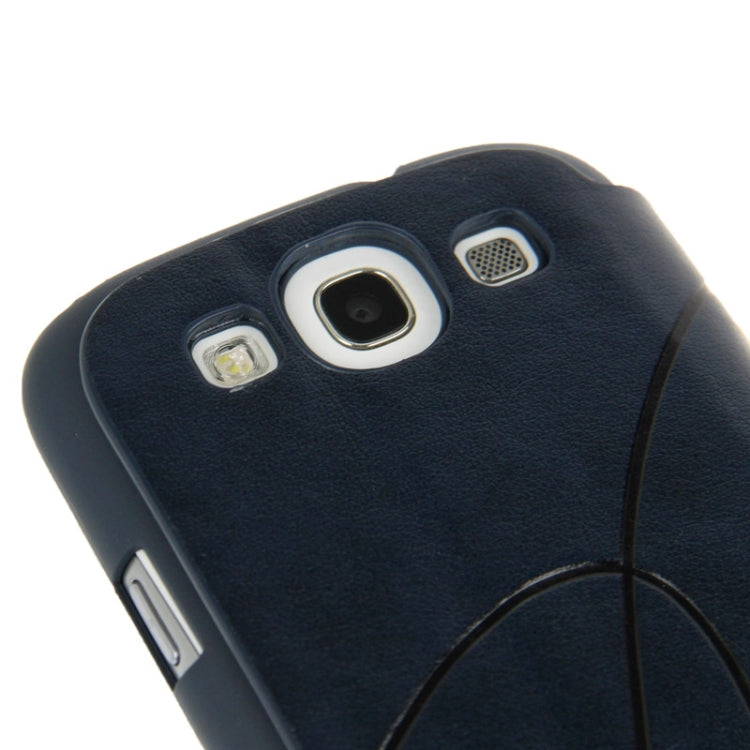 Embossing Pattern Flip Leather Case with Credit Card Slot / Holder / Suction Cup for Galaxy S III / i9300