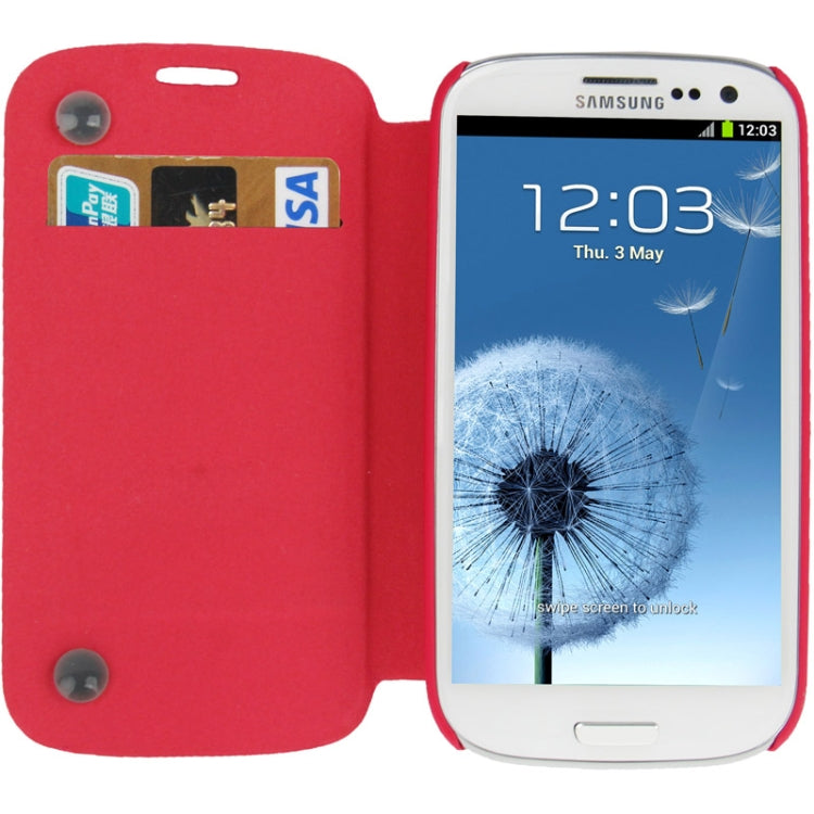 Embossing Pattern Flip Leather Case with Credit Card Slot / Holder / Suction Cup for Galaxy S III / i9300