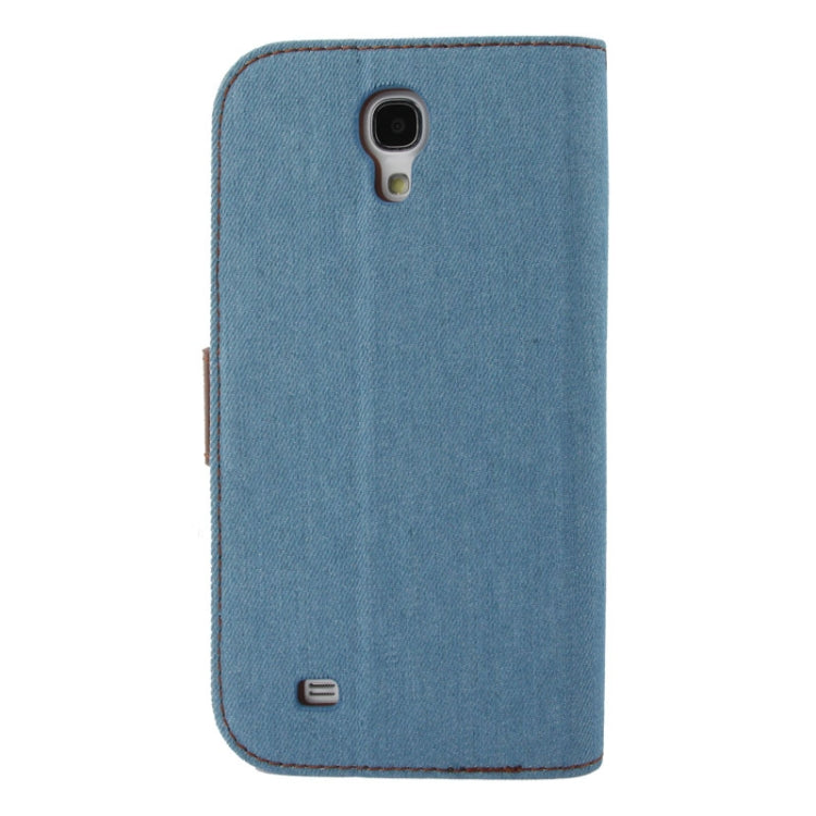 Denim Texture Horizontal Flip Leather Case with Holder & Credit Card Slots for Galaxy Mega 6.3 / i9200(Baby Blue)