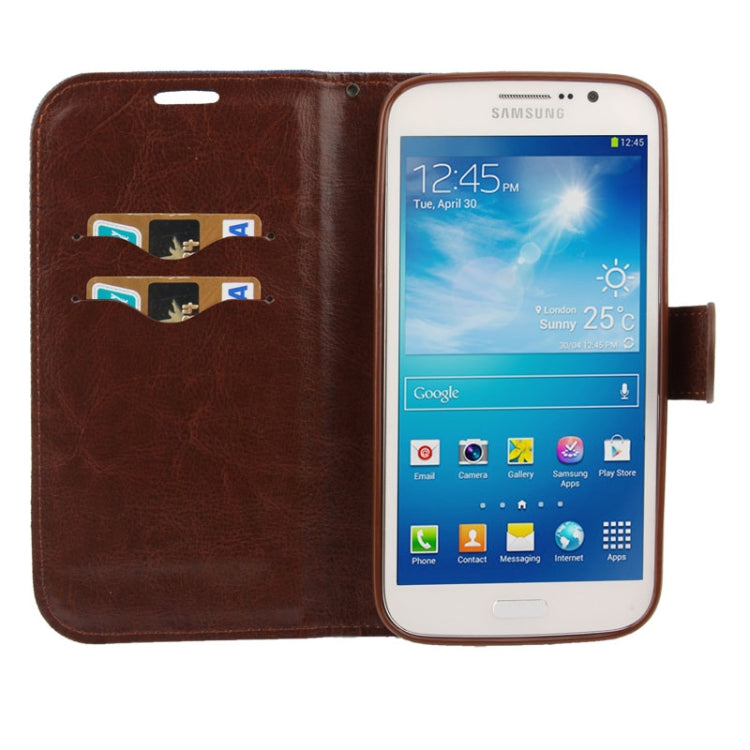 Denim Texture Horizontal Flip Leather Case with Holder & Credit Card Slots for Galaxy Mega 5.8 / i9150 / i9152