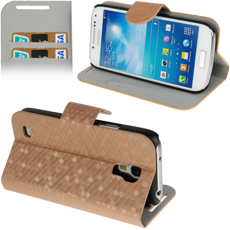 Honeycomb Texture Flip  Leather Case with Credit Card Slots & Holder for Galaxy S IV mini / i9190