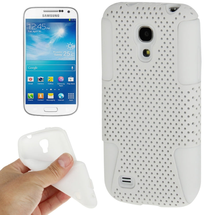 Mesh Plastic + Silicon Combination Case for Galaxy S IV mini / i9190(White)