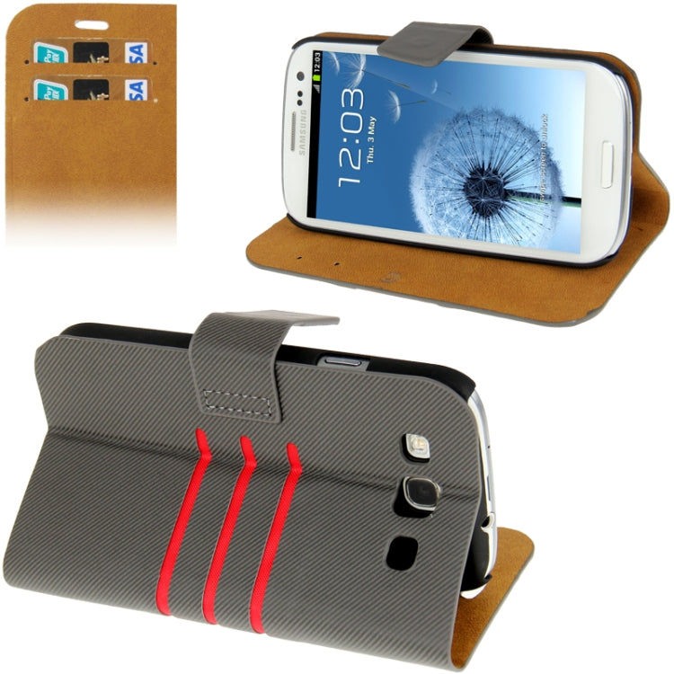 Denim Pattern Flip Leather Case with Credit Card Slot & Holder for Galaxy S III / i9300