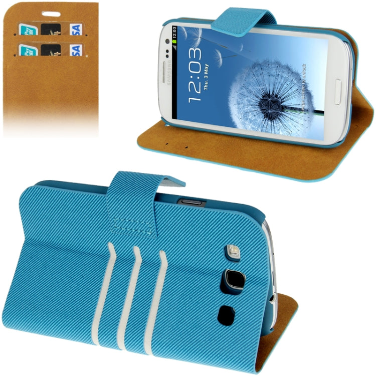 Denim Pattern Flip Leather Case with Credit Card Slot & Holder for Galaxy S III / i9300