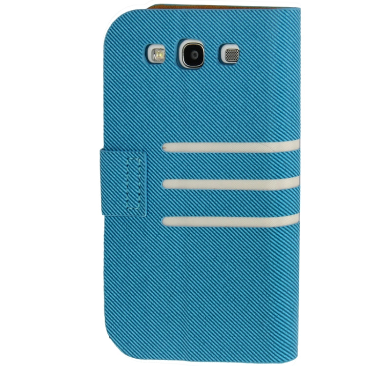 Denim Pattern Flip Leather Case with Credit Card Slot & Holder for Galaxy S III / i9300