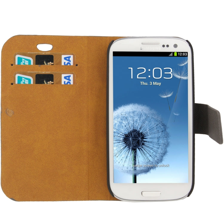 Denim Pattern Flip Leather Case with Credit Card Slot & Holder for Galaxy S III / i9300