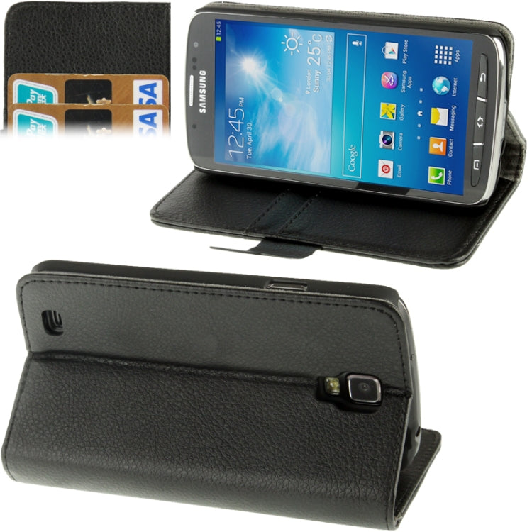 Litchi Texture Horizontal Flip Soft Leather Case with Holder & Credit Card Slots for Galaxy S IV Active / i9295