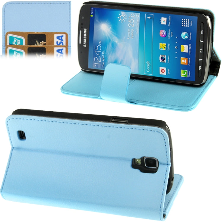 Litchi Texture Horizontal Flip Soft Leather Case with Holder & Credit Card Slots for Galaxy S IV Active / i9295