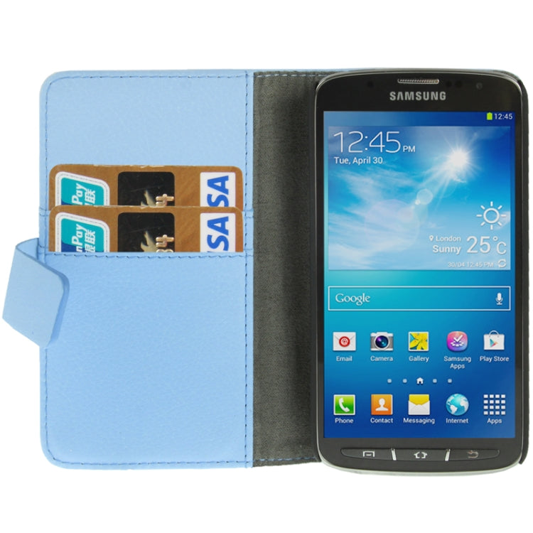 Litchi Texture Horizontal Flip Soft Leather Case with Holder & Credit Card Slots for Galaxy S IV Active / i9295