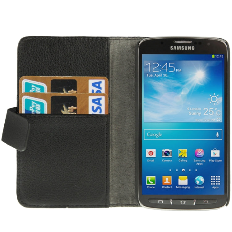 Litchi Texture Horizontal Flip Soft Leather Case with Holder & Credit Card Slots for Galaxy S IV Active / i9295