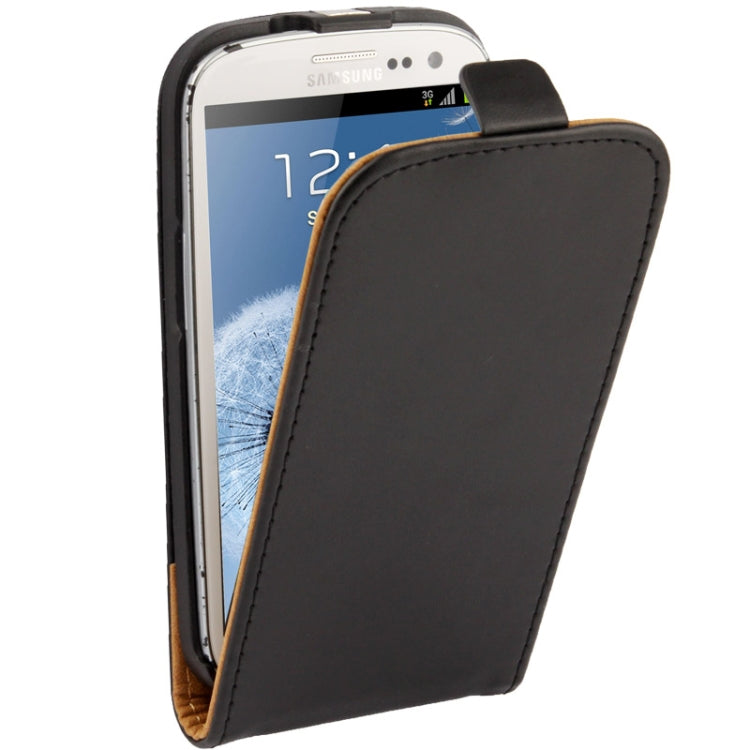 Vertical Flip Leather Case for Galaxy S III / i9300(Black)