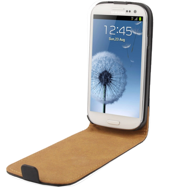Vertical Flip Leather Case for Galaxy S III / i9300(Black)
