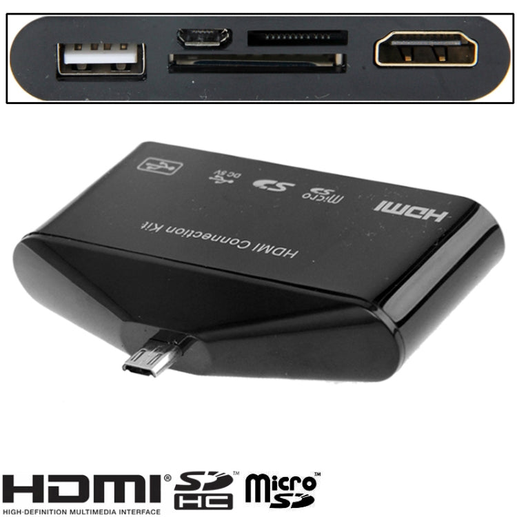 HD TV Adapter and OTG Card Reader for Galaxy S III / i9300 / S IV / i9500 / Note II / N7100(Black)