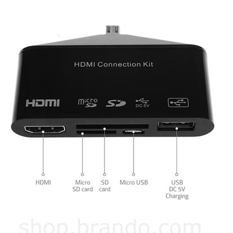 HD TV Adapter and OTG Card Reader for Galaxy S III / i9300 / S IV / i9500 / Note II / N7100(Black)