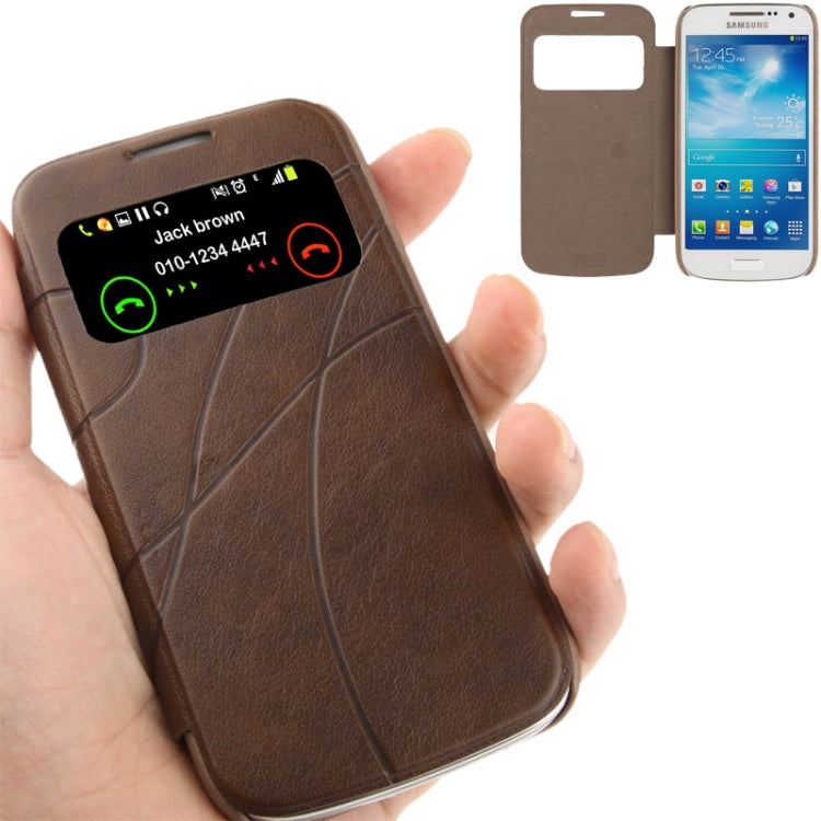 Embossing Pattern Leather Case with Call Display ID / Sleep / Wake-up Function for Galaxy S IV mini / i9190