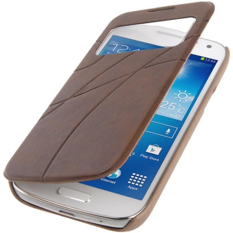 Embossing Pattern Leather Case with Call Display ID / Sleep / Wake-up Function for Galaxy S IV mini / i9190