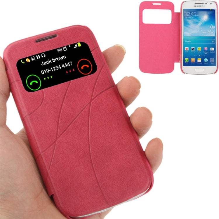 Embossing Pattern Leather Case with Call Display ID / Sleep / Wake-up Function for Galaxy S IV mini / i9190