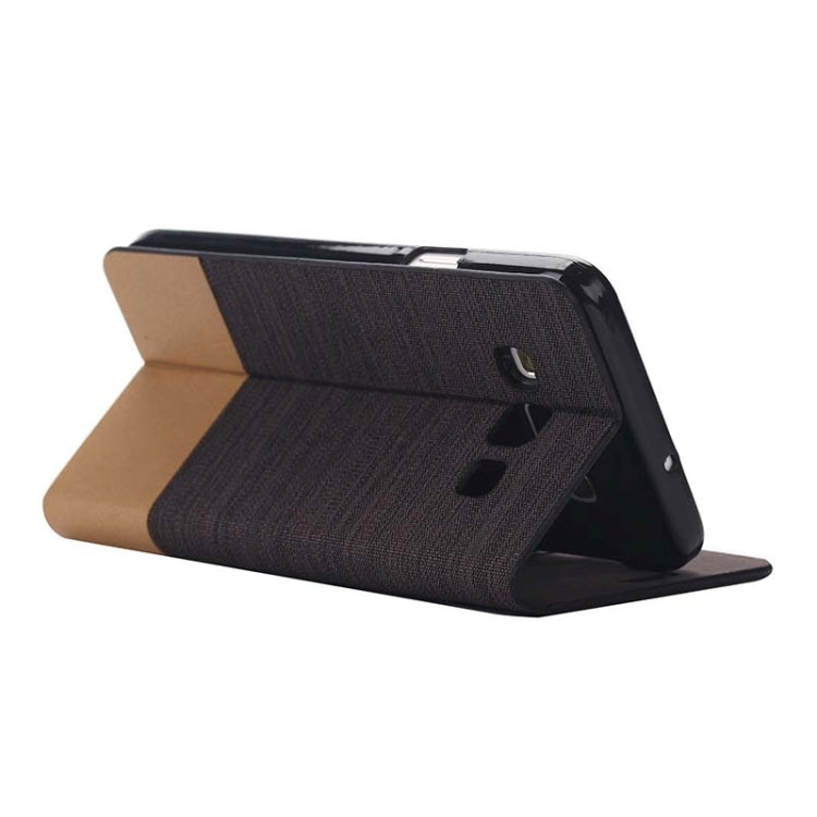 Horizontal Flip Canvas Leather Case with Card Slot & Holder for Galaxy A7 / A700