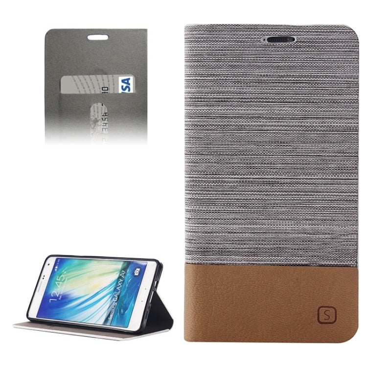 Horizontal Flip Canvas Leather Case with Card Slot & Holder for Galaxy A7 / A700