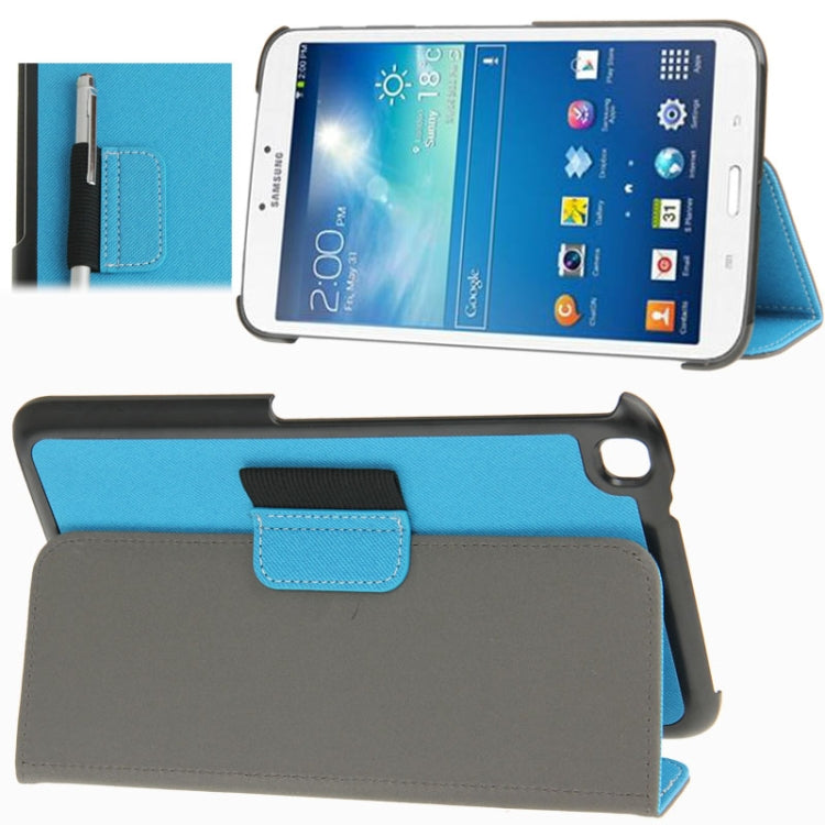 Denim Texture Leather Case with Holder & Pen Slot for Galaxy Tab 3 (8.0) / T3100 / T3110(Blue)