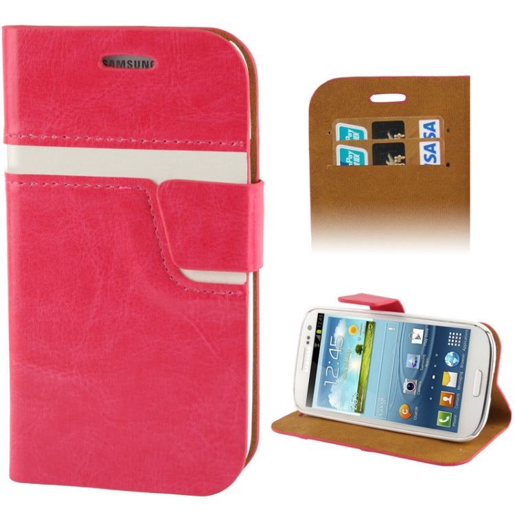 Handgun Shape Magnetic Buckle Crazy Horse Texture Leathre Case with Credit Card Slots & Holder for Galaxy SIII / i9300(Magenta)
