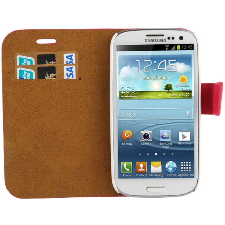 Handgun Shape Magnetic Buckle Crazy Horse Texture Leathre Case with Credit Card Slots & Holder for Galaxy SIII / i9300(Magenta)