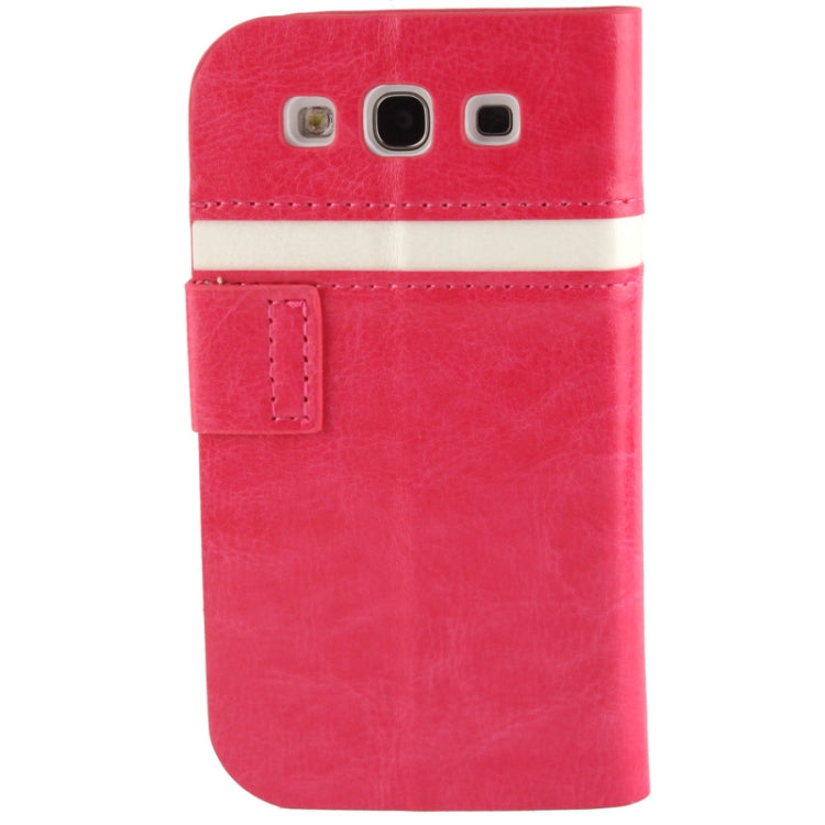 Handgun Shape Magnetic Buckle Crazy Horse Texture Leathre Case with Credit Card Slots & Holder for Galaxy SIII / i9300(Magenta)