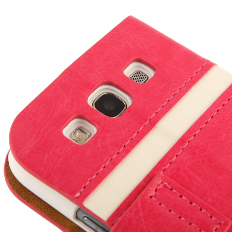 Handgun Shape Magnetic Buckle Crazy Horse Texture Leathre Case with Credit Card Slots & Holder for Galaxy SIII / i9300(Magenta)