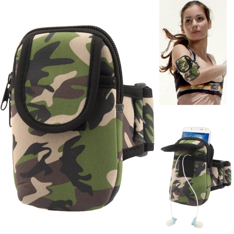 Camouflage Pattern Thicken Nylon Fabric Double Layers Sports Armband Case for Galaxy S IV mini / i9190 / SIII mini / i8190 / i8260