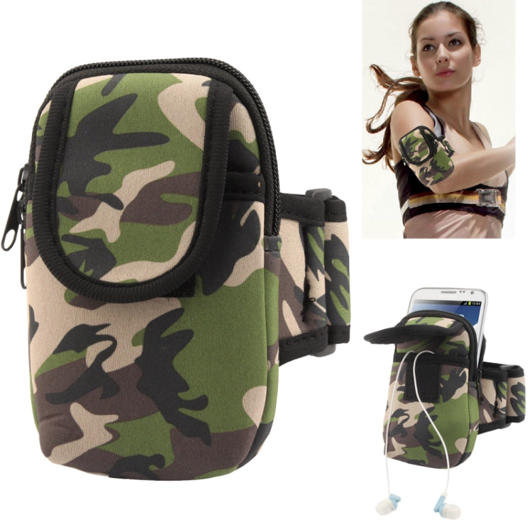 Camouflage Pattern Thicken Nylon Fabric Double Layers Sports Armband Case for Galaxy Note II / N7100 / i9220