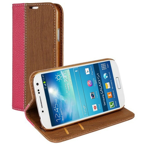 Wood Texture Flip Leather Case with Credit Card Slots & Holder for Galaxy S IV / i9500