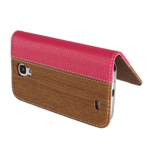 Wood Texture Flip Leather Case with Credit Card Slots & Holder for Galaxy S IV / i9500