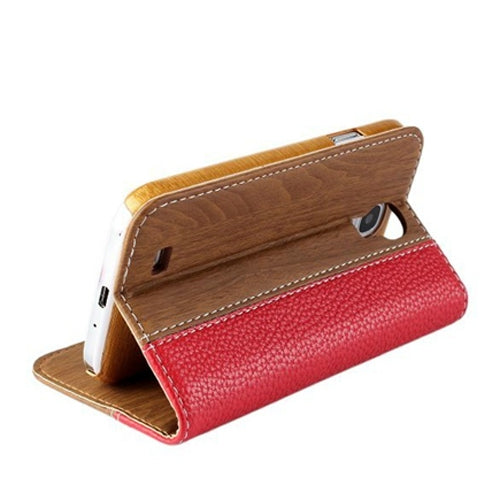 Wood Texture Flip Leather Case with Credit Card Slots & Holder for Galaxy S IV / i9500