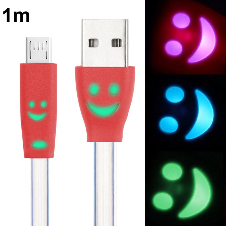 7-colors Luminescence Micro 5 Pin USB Charge / Data Transfer Cable with Smile Face, Suitable for Galaxy S6 / S IV / i9500 / i9200 / i9300