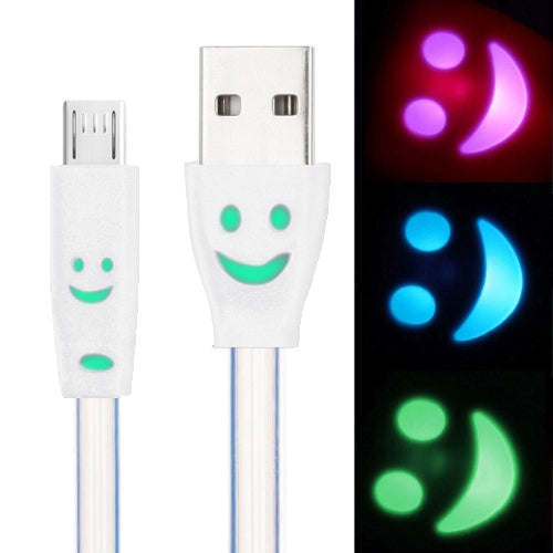 7-colors Luminescence Micro 5 Pin USB Charge / Data Transfer Cable with Smile Face, Suitable for Galaxy S6 / S IV / i9500 / i9200 / i9300