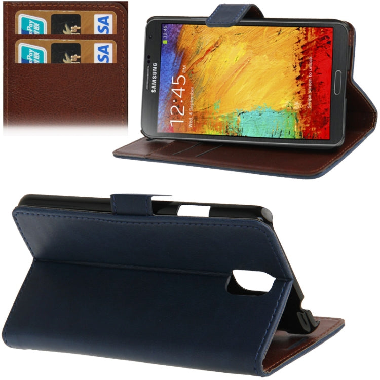 Crazy Horse Texture Leather Case with Credit Card Slots & Holder for Galaxy Note III