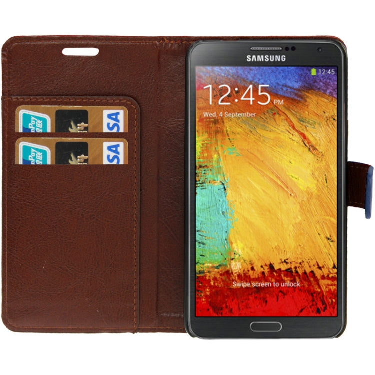Crazy Horse Texture Leather Case with Credit Card Slots & Holder for Galaxy Note III