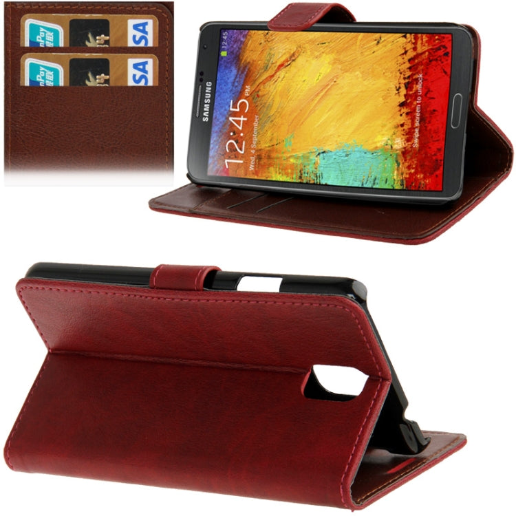 Crazy Horse Texture Leather Case with Credit Card Slots & Holder for Galaxy Note III