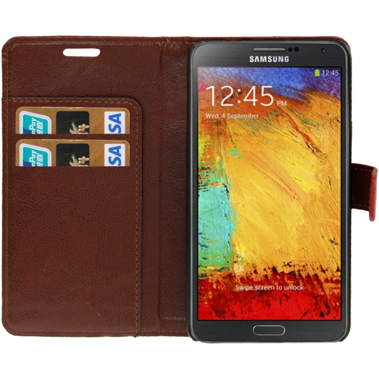 Crazy Horse Texture Leather Case with Credit Card Slots & Holder for Galaxy Note III
