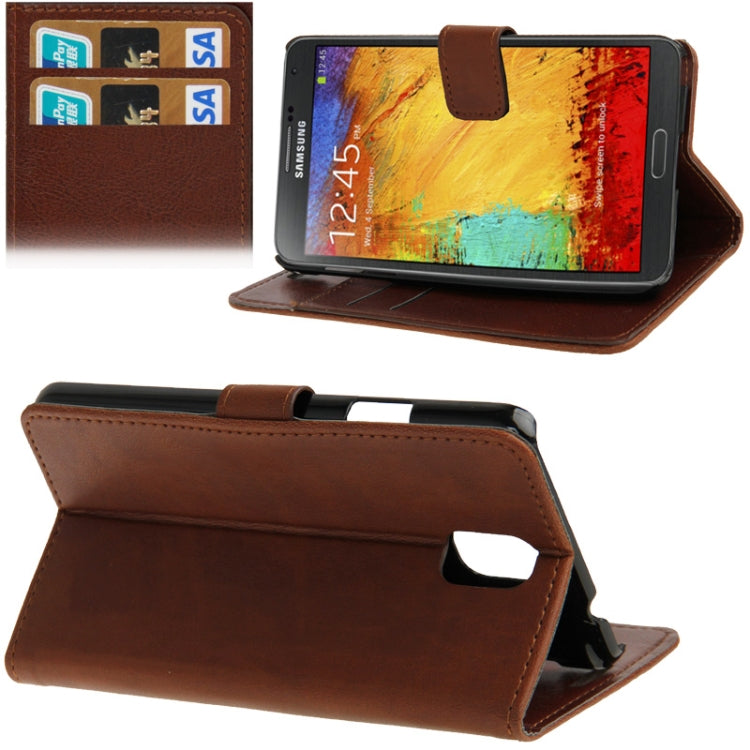 Crazy Horse Texture Leather Case with Credit Card Slots & Holder for Galaxy Note III