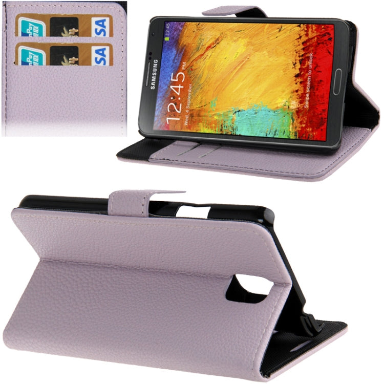 Litchi Texture Leather Case with Credit Card Slots & Holder for Galaxy Note III