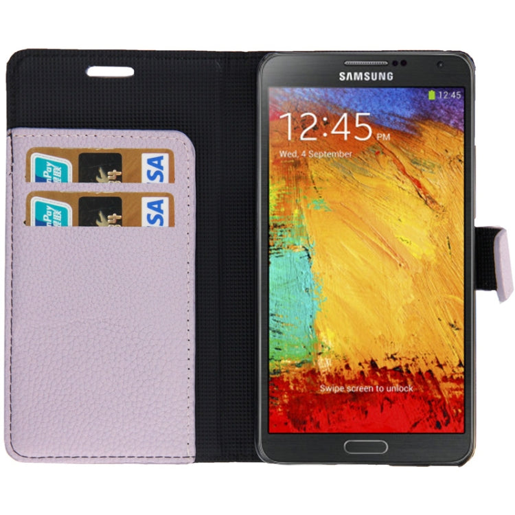 Litchi Texture Leather Case with Credit Card Slots & Holder for Galaxy Note III