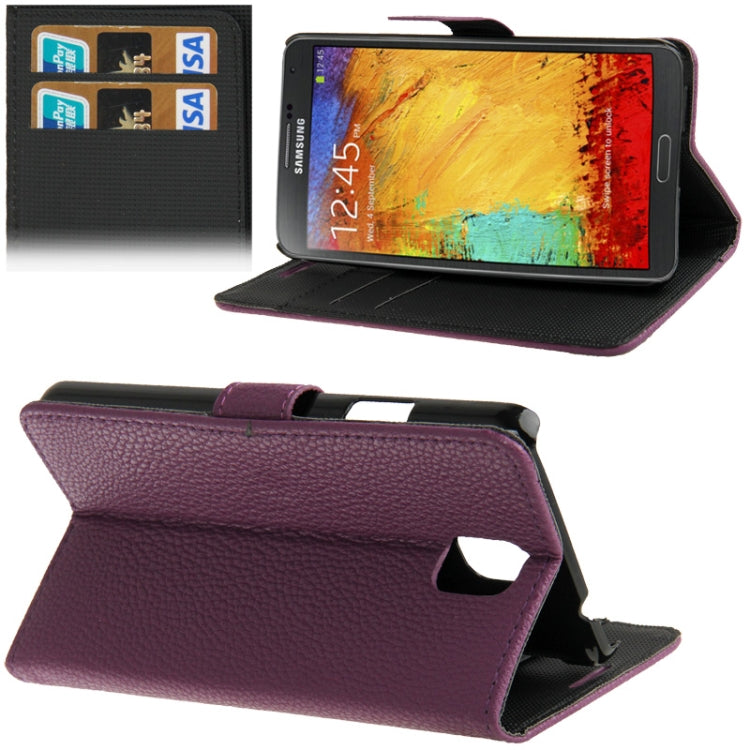Litchi Texture Leather Case with Credit Card Slots & Holder for Galaxy Note III