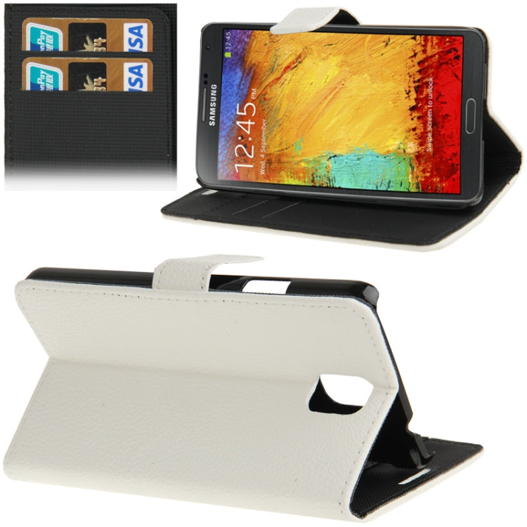 Litchi Texture Leather Case with Credit Card Slots & Holder for Galaxy Note III