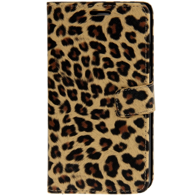 Yellowish Brown Leopard Texture Leather Case with Credit Card Slots & Holder for Galaxy Note III / N9000