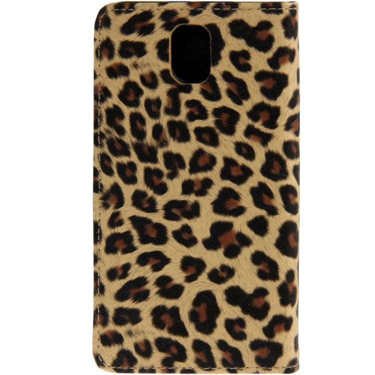 Yellowish Brown Leopard Texture Leather Case with Credit Card Slots & Holder for Galaxy Note III / N9000