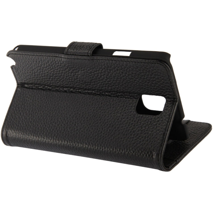 Ultra Clear Litchi Texture Genuine Leather Case with Credit Card Slots & Holder for Galaxy Note III