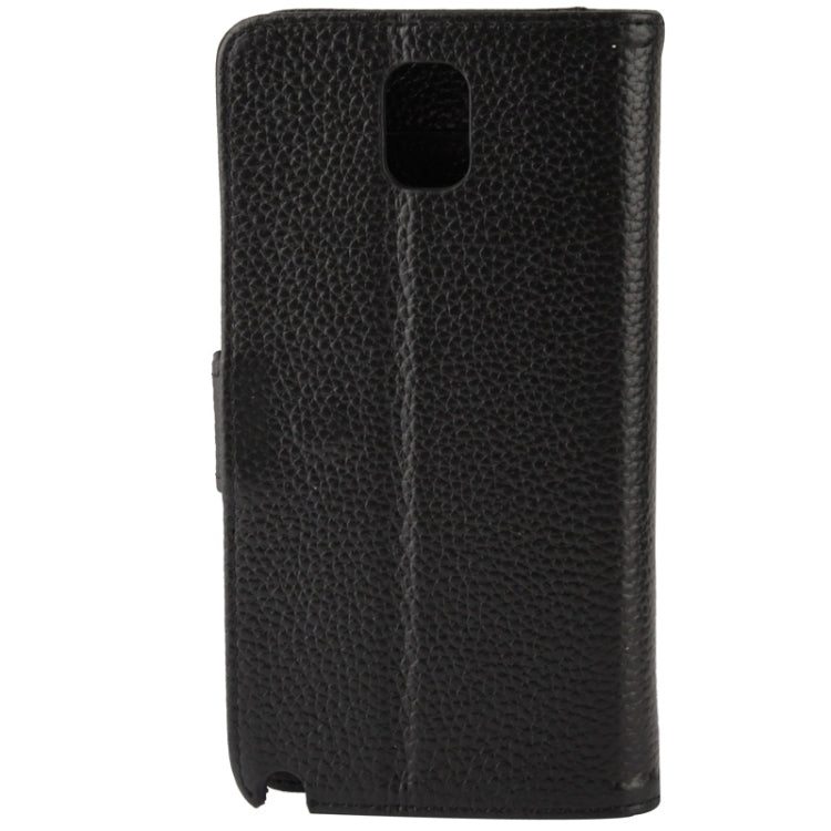 Ultra Clear Litchi Texture Genuine Leather Case with Credit Card Slots & Holder for Galaxy Note III
